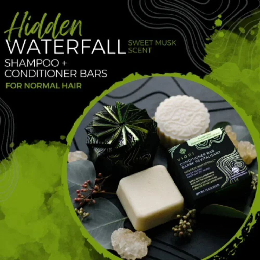 NEW！Viori Shampoo Bar＋Conditioner Bar＋Bamboo Holder Set -HIDDEN WATERFAL…